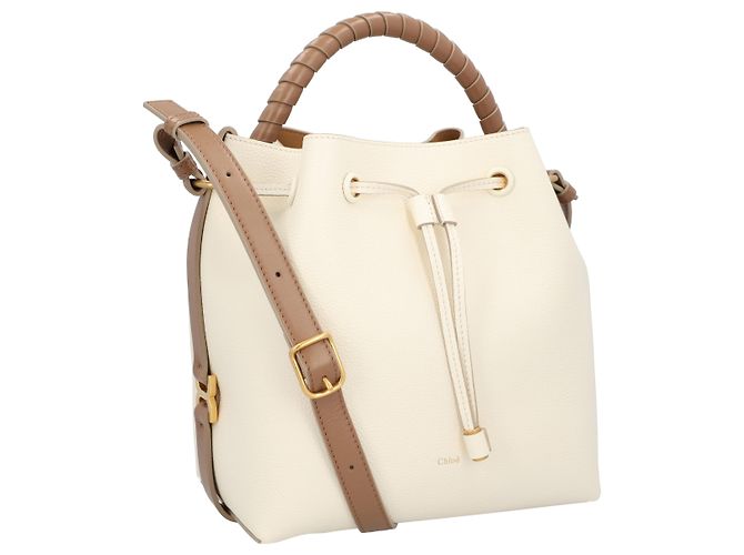 Borsa a secchiello in pelle grana Chloé Marcie bianca - vista 2