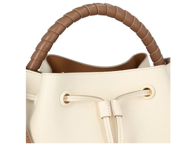 Borsa a secchiello in pelle grana Chloé Marcie bianca - vista 4