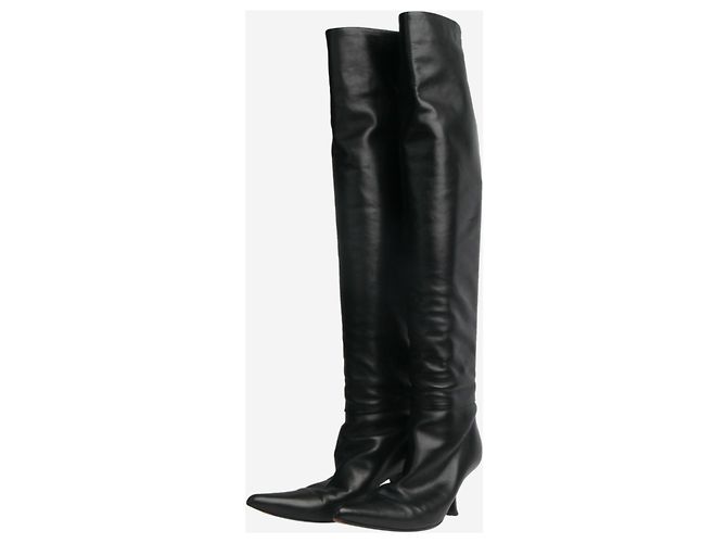 The row Black leather knee-high boots - size EU 39.5 - view 2