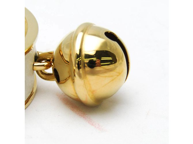 Hermès Pulseira de couro e metal Hermes Bell Branco Dourado - vista 5
