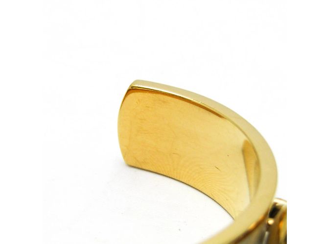 Hermès Pulseira de couro e metal Hermes Bell Branco Dourado - vista 8