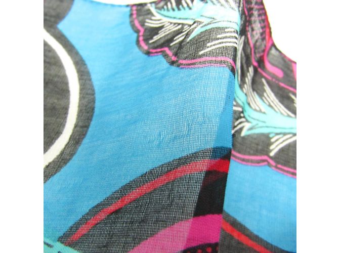 Hermès Bufanda de algodón para mujeres HERMES BAIN Negro Roja Púrpura - vista 5