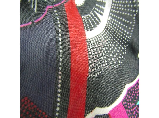 Hermès Bufanda de algodón para mujeres HERMES BAIN Negro Roja Púrpura - vista 8