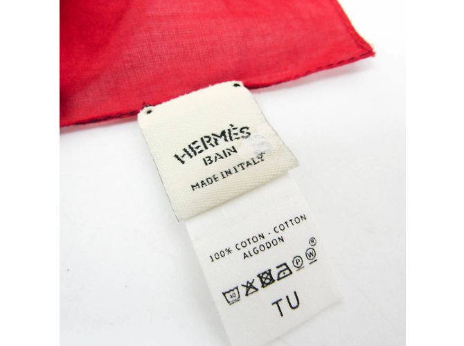 Hermès Bufanda de algodón para mujeres HERMES BAIN Negro Roja Púrpura - vista 9