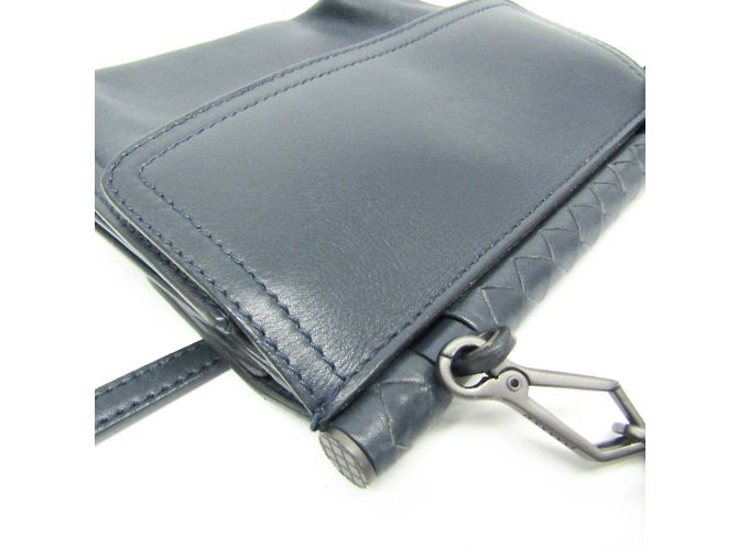 Bottega Veneta Intrecciato Mini Double Face Clutch e Borsa a Spalla Blu navy - vista 5
