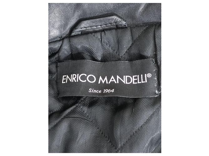 Autre Marque Abrigo cruzado Enrico Mandelli en cuero negro - vista 4