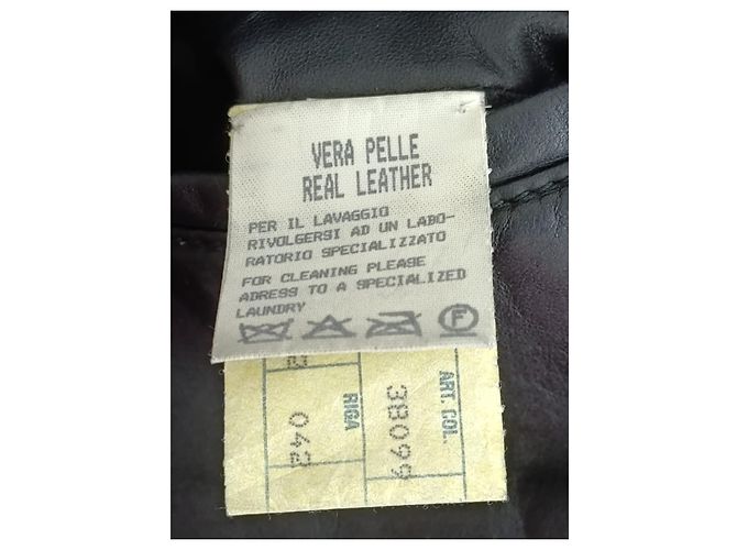 Autre Marque Abrigo cruzado Enrico Mandelli en cuero negro - vista 7