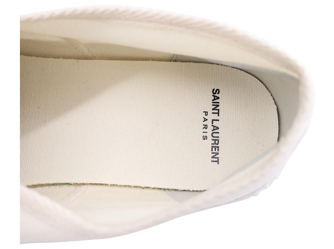 Sneakers con lacci Wes di Saint Laurent in tela crema - vista 3