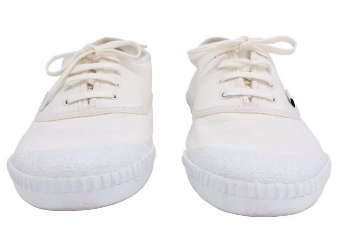 Sneakers con lacci Wes di Saint Laurent in tela crema - vista 4