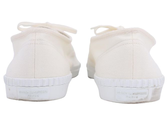 Sneakers con lacci Wes di Saint Laurent in tela crema - vista 5