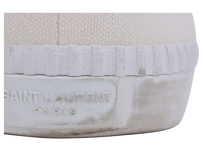 Sneakers con lacci Wes di Saint Laurent in tela crema - vista 6