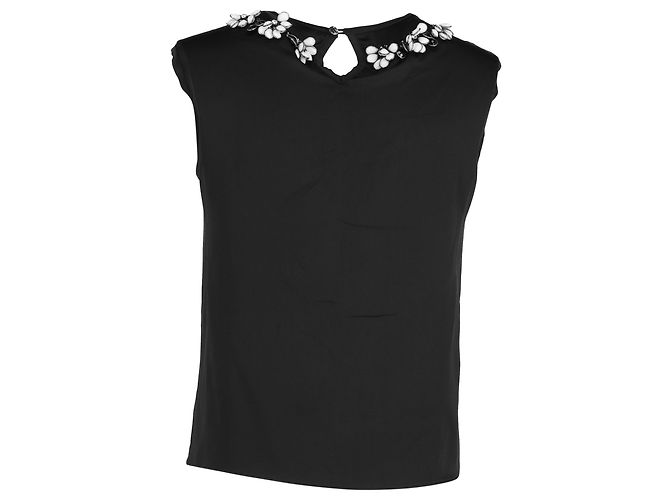 Top senza maniche decorato in seta nera Etro Nero - vista 3