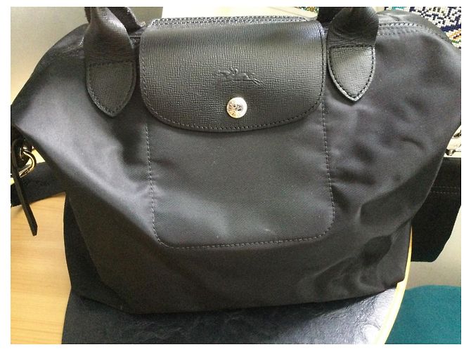 Longchamp Le Pliage M Borsa a mano in nylon nero - vista 2