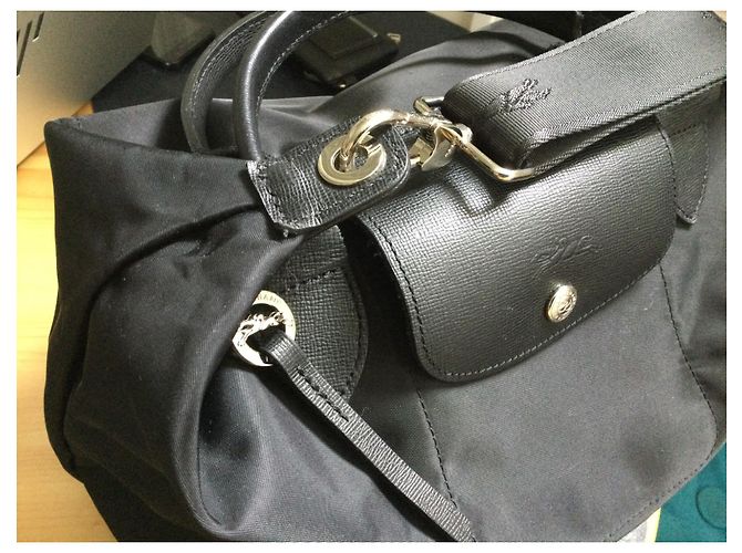Longchamp Le Pliage M Borsa a mano in nylon nero - vista 4