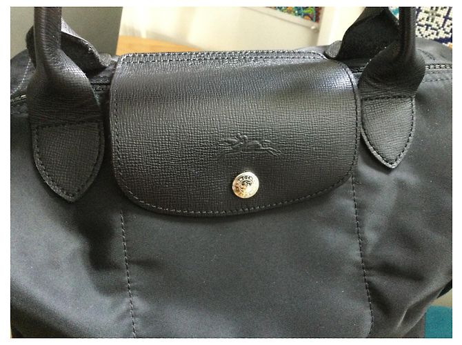 Longchamp Le Pliage M Borsa a mano in nylon nero - vista 7