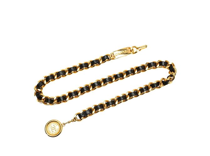 Kette mit Medaillon-Platte von Chanel Schwarz Golden - Ansicht 2