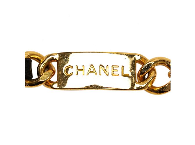 Kette mit Medaillon-Platte von Chanel Schwarz Golden - Ansicht 4