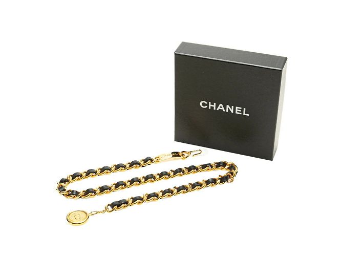 Kette mit Medaillon-Platte von Chanel Schwarz Golden - Ansicht 6
