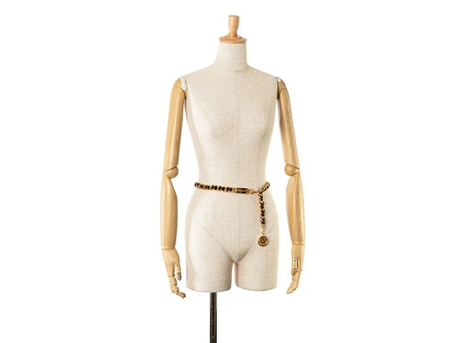 Kette mit Medaillon-Platte von Chanel Schwarz Golden - Ansicht 7