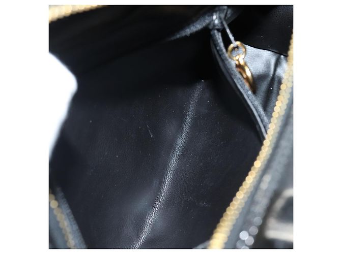 Vanity CHANEL COCO Marca Pochette Cosmetica Smalto Nero Oro CC Auth bs16594 D'oro - vista 10