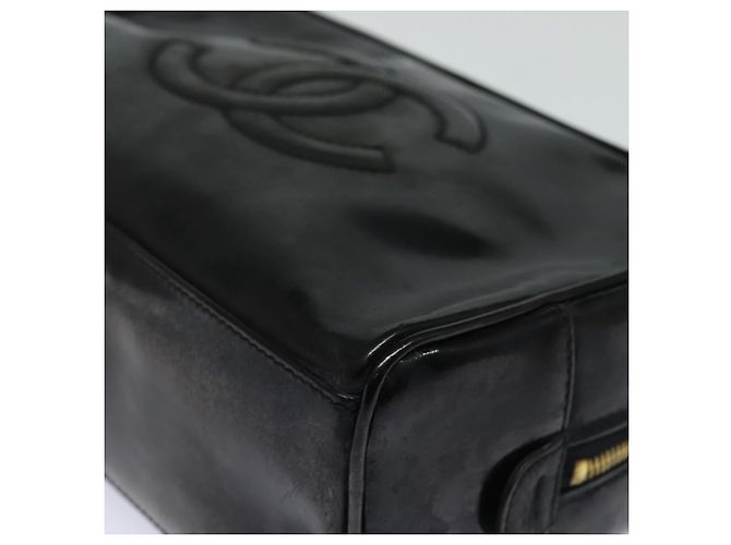 Vanity CHANEL COCO Marca Pochette Cosmetica Smalto Nero Oro CC Auth bs16594 D'oro - vista 14