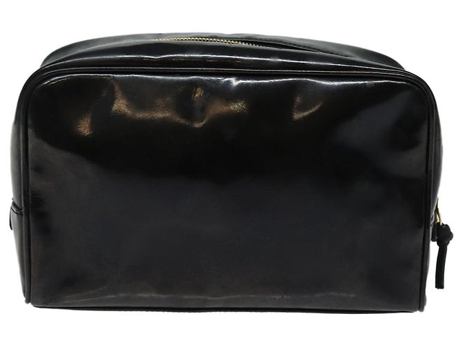 Vanity CHANEL COCO Marca Pochette Cosmetica Smalto Nero Oro CC Auth bs16594 D'oro - vista 2