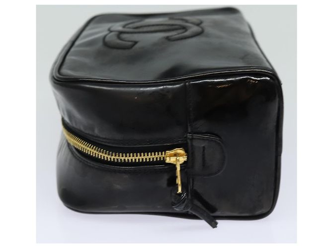 Vanity CHANEL COCO Marca Pochette Cosmetica Smalto Nero Oro CC Auth bs16594 D'oro - vista 3