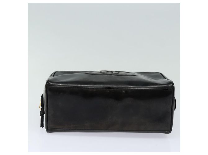 Vanity CHANEL COCO Marca Pochette Cosmetica Smalto Nero Oro CC Auth bs16594 D'oro - vista 6
