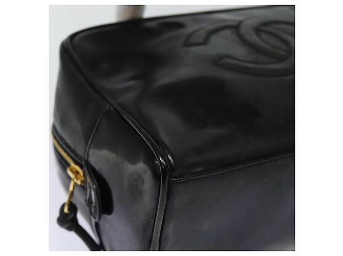 Vanity CHANEL COCO Marca Pochette Cosmetica Smalto Nero Oro CC Auth bs16594 D'oro - vista 7