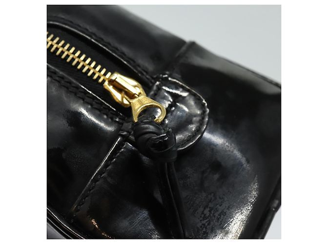 Vanity CHANEL COCO Marca Pochette Cosmetica Smalto Nero Oro CC Auth bs16594 D'oro - vista 8