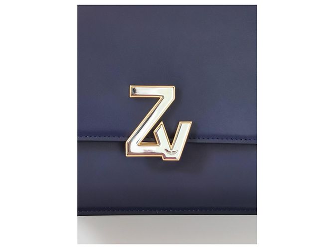 Borsa Zadig & Voltaire Le City ZV Initiale in pelle blu Blu navy Blu scuro Silver hardware - vista 3