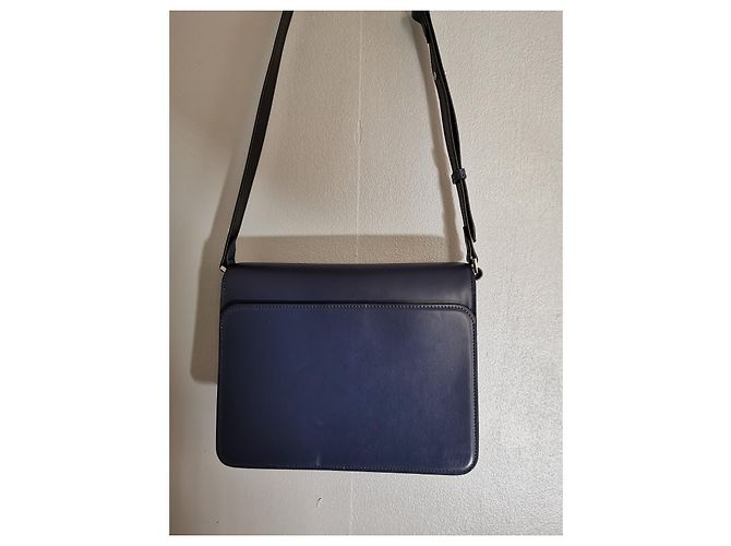 Borsa Zadig & Voltaire Le City ZV Initiale in pelle blu Blu navy Blu scuro Silver hardware - vista 5