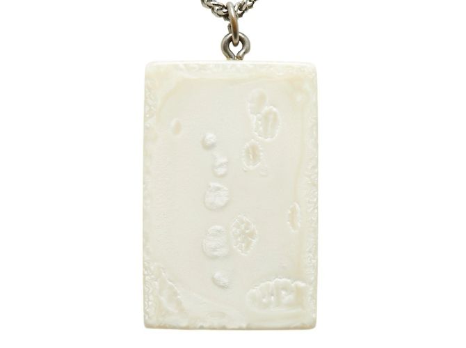 Collana Piastra Cambon di Chanel Argento Bianco - vista 4