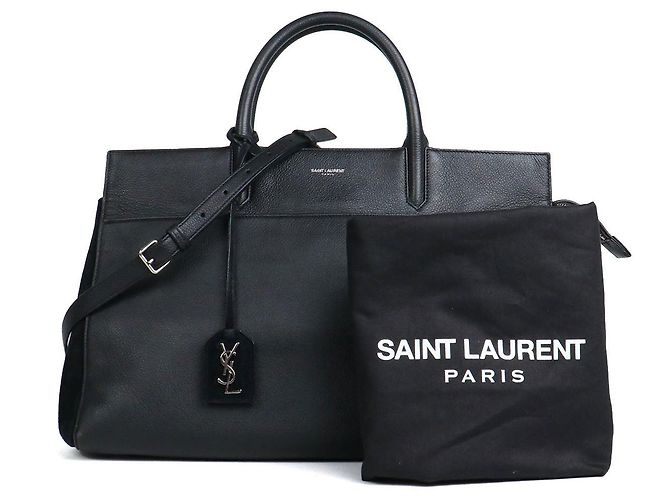 SAINT LAURENT - Borsa Saint Laurent Rive Gauche in pelle nera e camoscio Nero - vista 12