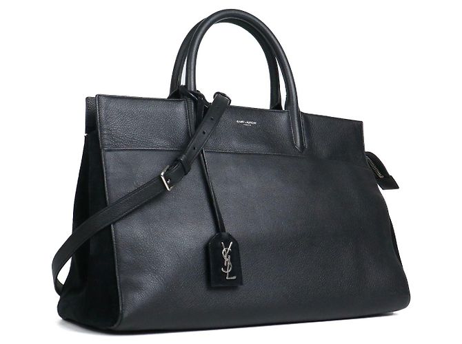 SAINT LAURENT - Borsa Saint Laurent Rive Gauche in pelle nera e camoscio Nero - vista 2