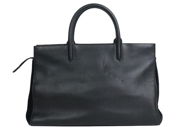 SAINT LAURENT - Borsa Saint Laurent Rive Gauche in pelle nera e camoscio Nero - vista 3