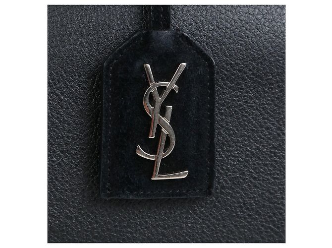 SAINT LAURENT - Borsa Saint Laurent Rive Gauche in pelle nera e camoscio Nero - vista 6