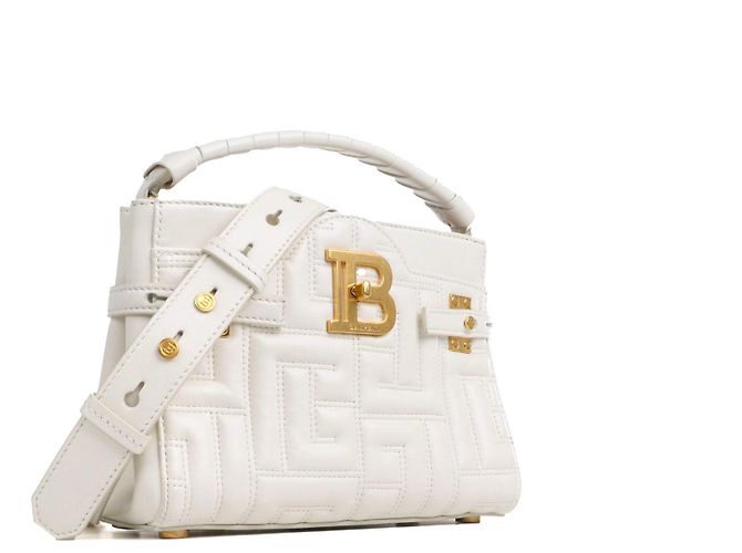 BALMAIN - Bolsa de ombro Balmain B-Buzz 22 em couro liso branco - vista 2