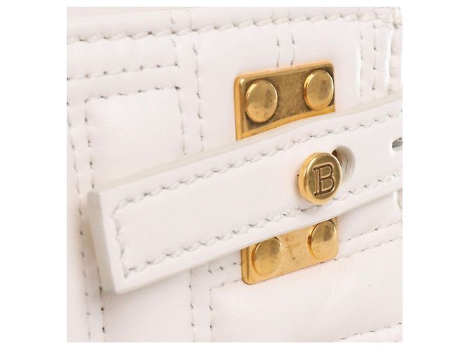 BALMAIN - Bolsa de ombro Balmain B-Buzz 22 em couro liso branco - vista 6