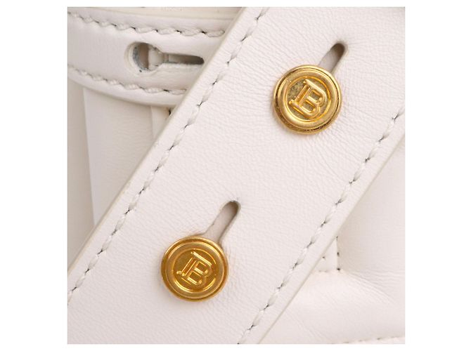 BALMAIN - Bolsa de ombro Balmain B-Buzz 22 em couro liso branco - vista 7