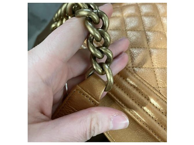 Bolsa Boy Flap Medium Matelassê Chanel em Couro de Cordeiro Marrom Vermelho - vista 5