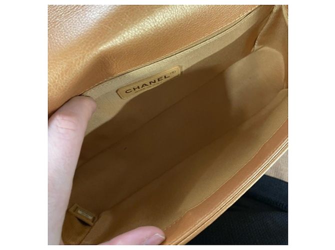 Bolsa Boy Flap Medium Matelassê Chanel em Couro de Cordeiro Marrom Vermelho - vista 6