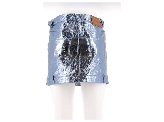 Faldas Versace T.IT 38 Cuero Azul - vista 2