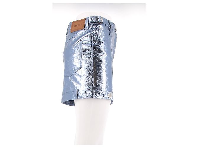 Faldas Versace T.IT 38 Cuero Azul - vista 3