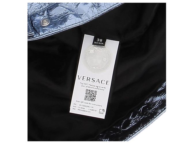 Faldas Versace T.IT 38 Cuero Azul - vista 6