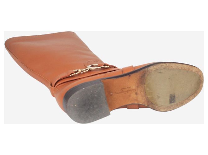 Salvatore Ferragamo Botas de montar de cuero marrón - talla UK 6.5 Castaño - vista 5