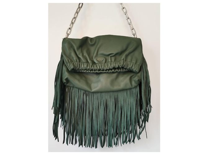 Borsa Rockyssime in pelle verde Zadig & Voltaire Argento - vista 15
