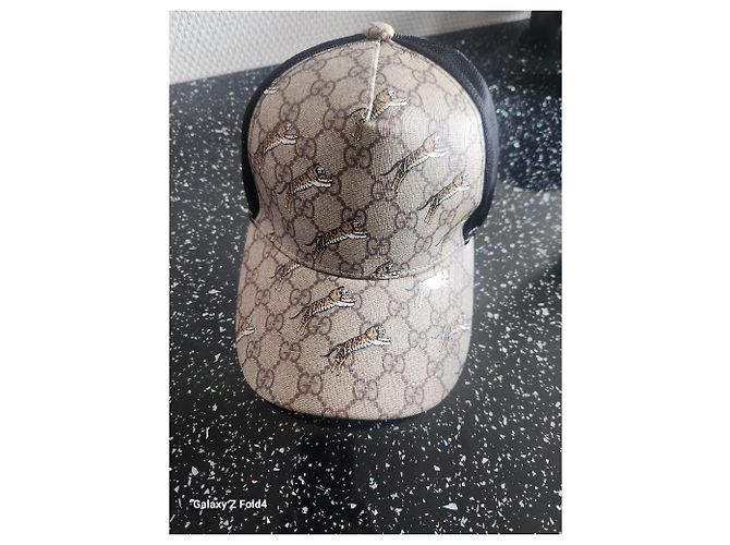 Berretto Gucci in pelle nero e marrone chiaro - vista 3