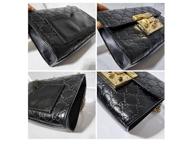 Padlock Borsa a spalla piccola con lucchetto in pelle Guccissima nera Nero - vista 14