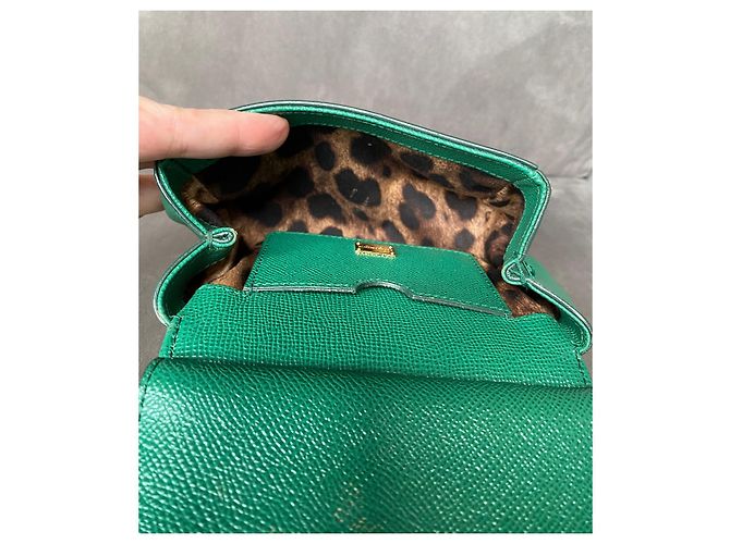 Borsa Dolce & Gabbana Sicily Bag Mini Verde Pelle - vista 12